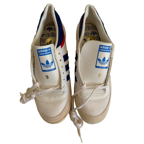 Adidas Vintage 80s Mens Sneakers Size 9 White/Red/Blue Leather & Canvas - Picture 2 of 15